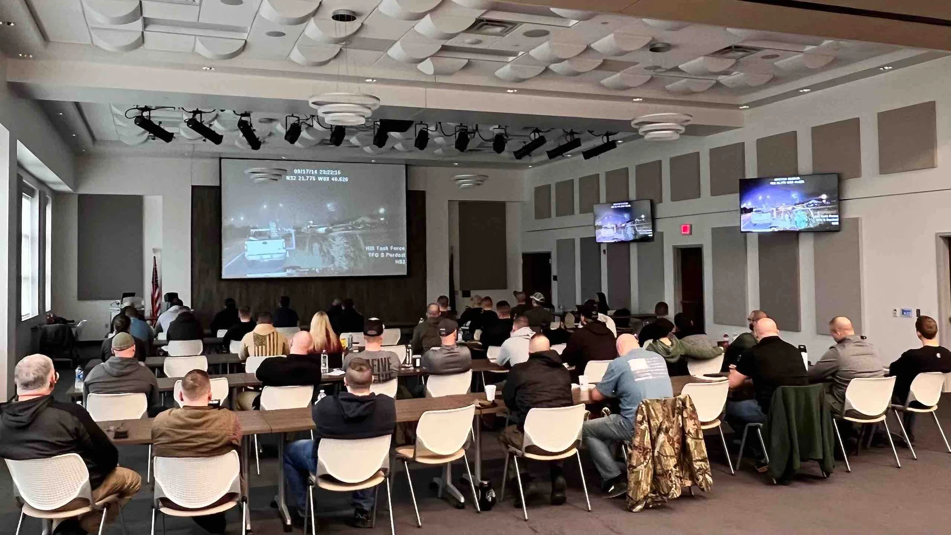 Public-safety professionals participating in classroom training